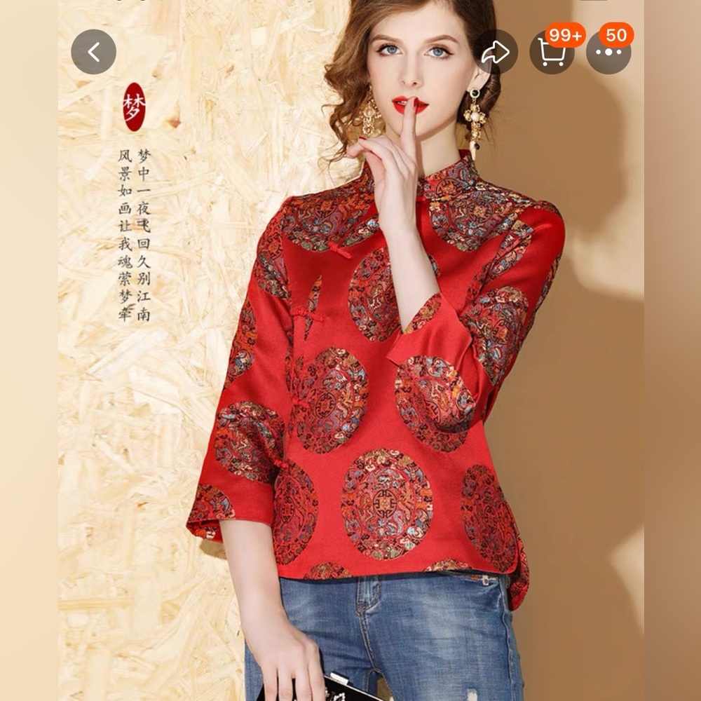 red qipao cheongsam top